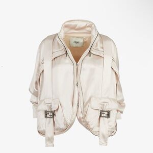 FENDI NWT AUTHENTIC SATIN BLOUSON OVERSIZED BOMBER FIT WOMEN JACKET SIZE 40